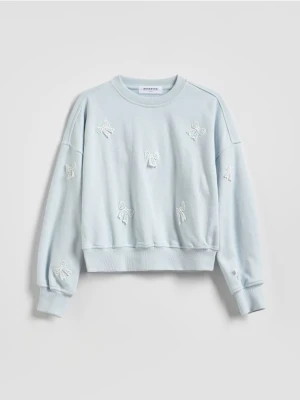 Reserved - Luźna bluza z kokardkami - jasnoniebieski