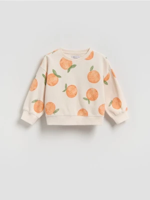 Reserved - Luźna bluza z nadrukiem - kremowy