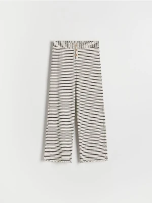 Reserved - Luźne spodnie w paski - złamana biel