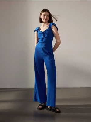 Reserved - Luźne spodnie w prążek - niebieski