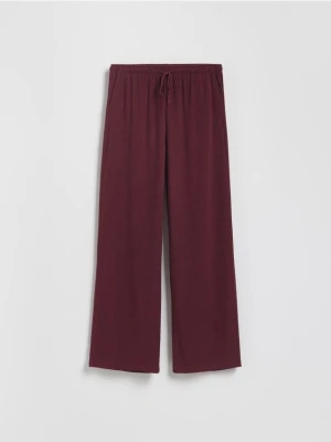 Reserved - Luźne spodnie z domieszką lnu - bordowy