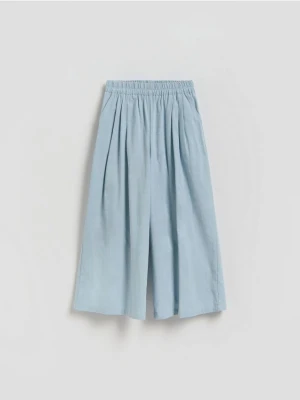 Reserved - Luźne spodnie z domieszką lnu - jasnoniebieski
