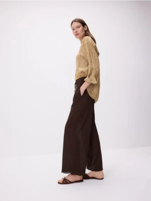 Reserved - Luźne spodnie z koralikami - brązowy