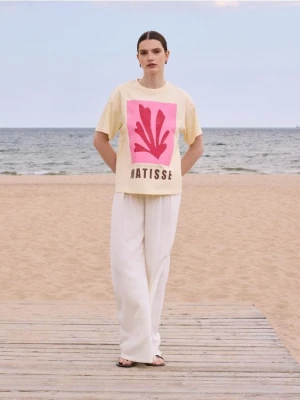 Reserved - Luźne spodnie z łańcuszkiem - złamana biel