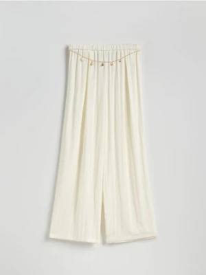 Reserved - Luźne spodnie z łańcuszkiem - złamana biel