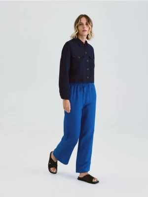 Reserved - Luźne spodnie z lnem - jasnoniebieski