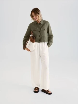 Reserved - Luźne spodnie z lnem - złamana biel