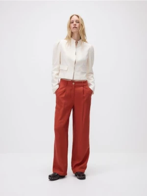 Reserved - Luźne spodnie z modalem - bordowy