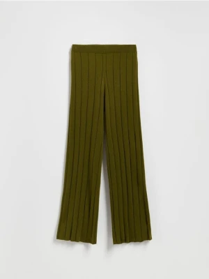 Reserved - Luźne spodnie z wełną - oliwkowy