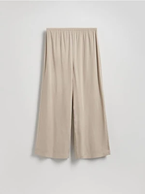 Reserved - Luźne spodnie z wiskozą - beżowy