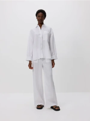 Reserved - Luźne spodnie z wiskozą - biały