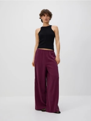 Reserved - Luźne spodnie z wiskozą - burgundowy