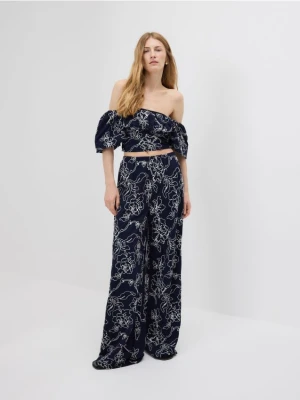 Reserved - Luźne spodnie z wiskozą - granatowy