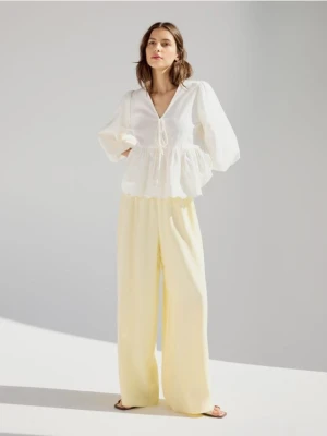 Reserved - Luźne spodnie z wiskozą - jasnożółty