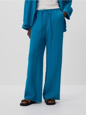 Reserved - Luźne spodnie z wiskozą - turkusowy