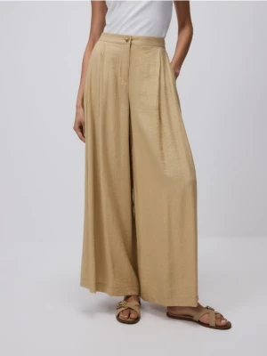 Reserved - Luźne spodnie z wiskozy - warm olive