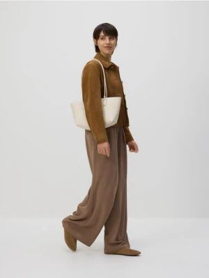 Reserved - Luźne spodnie z zakładkami - brązowy