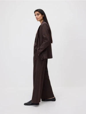 Reserved - Luźne spodnie z zakładkami - ciemnobrązowy