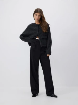 Reserved - Luźne spodnie z zakładkami - czarny