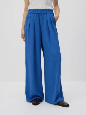 Reserved - Luźne spodnie z zakładkami - niebieski