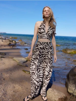 Reserved - Luźne spodnie z zakładkami - wielobarwny