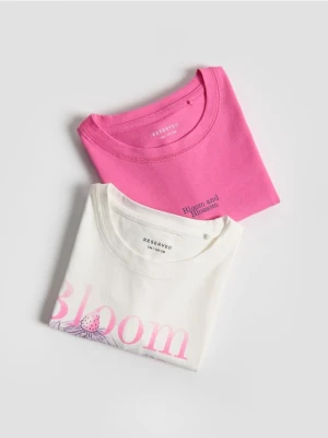 Reserved - Luźny t-shirt z nadrukiem 2 pack - wielobarwny
