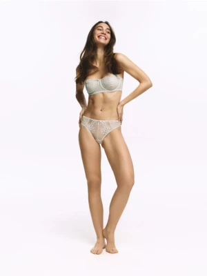 Reserved - Majtki brazyliany z koronką - jasnozielony