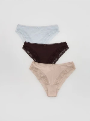 Reserved - Majtki figi z koronką 3 pack - beżowy