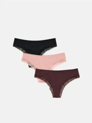 Reserved - Majtki stringi z koronką 3 pack - brudny róż
