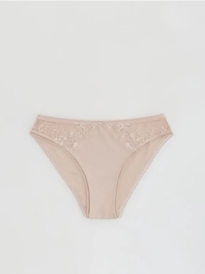 Reserved - Majtki typu figi z koronką - beżowy