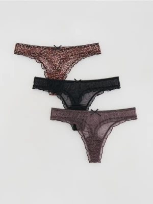 Reserved - Majtki typu stringi 3 pack - brązowy