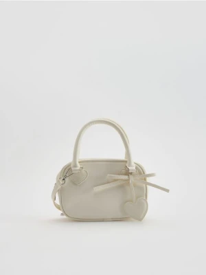 Reserved - Mała torebka z imitacji skóry - złamana biel