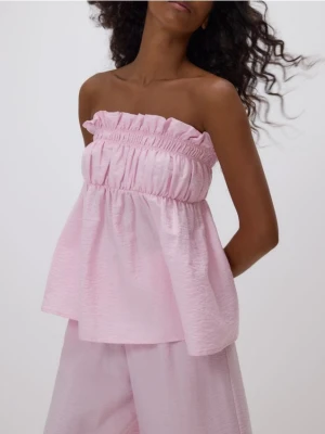 Reserved - Marszczony top z wiskozą - różowy