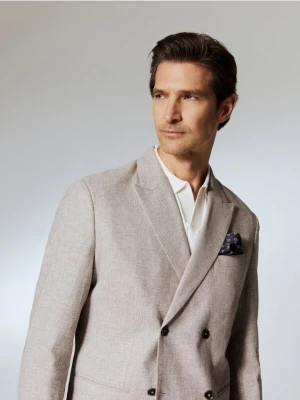 Reserved - Marynarka comfort z lnem - beżowy