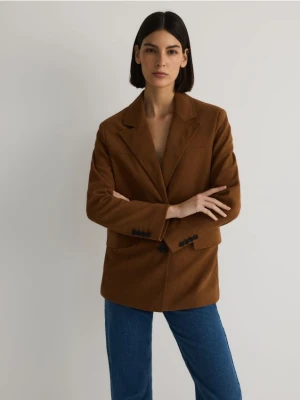 Reserved - Marynarka oversize z imitacji zamszu - miedziany
