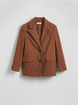 Reserved - Marynarka oversize z imitacji zamszu - miedziany