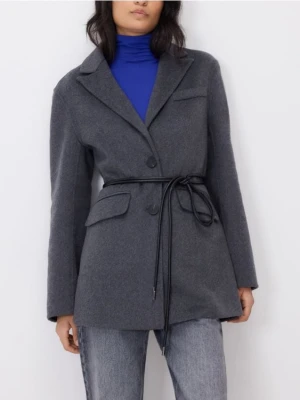 Reserved - Marynarka oversize z wełną - ciemnoszary