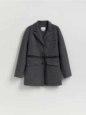 Reserved - Marynarka oversize z wełną - ciemnoszary