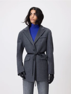 Reserved - Marynarka oversize z wełną - ciemnoszary