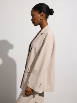 Reserved - Marynarka oversize z wiskozą i bawełną - beżowy