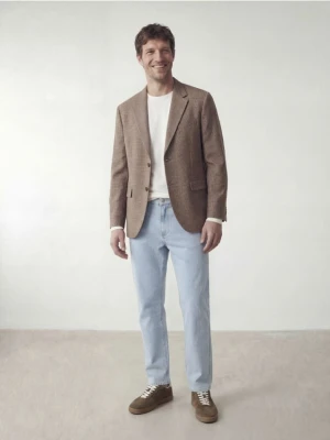 Reserved - Marynarka regular fit w kratę - brązowy