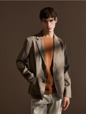 Reserved - Marynarka regular fit z imitacji zamszu - ciemnozielony