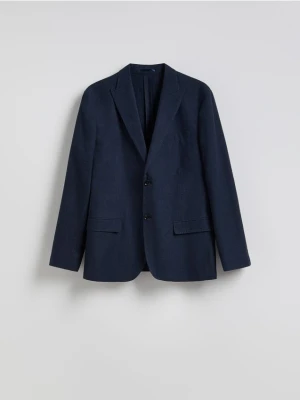 Reserved - Marynarka regular fit z lnem - granatowy