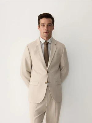 Reserved - Marynarka regular fit z wiskozą - beżowy