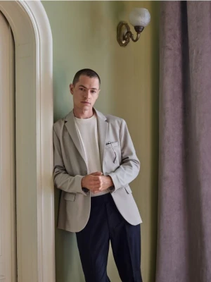 Reserved - Marynarka regular fit z wiskozą - jasnoszary