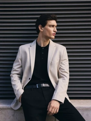 Reserved - Marynarka slim fit - beżowy