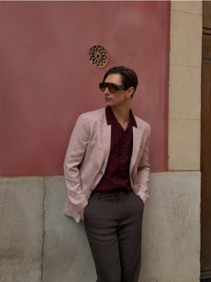 Reserved - Marynarka slim fit - pastelowy róż