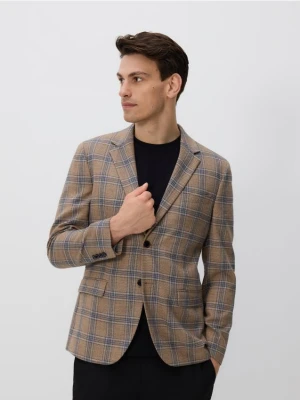 Reserved - Marynarka slim fit w kratę - beżowy
