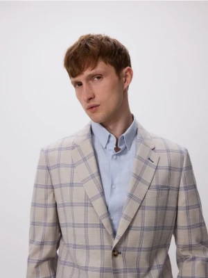 Reserved - Marynarka slim fit w kratę - beżowy