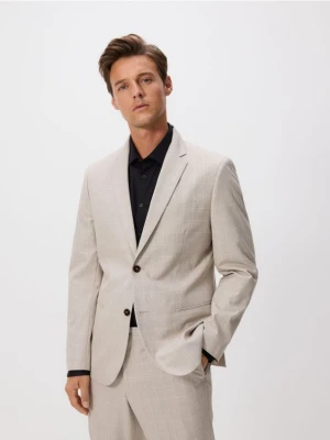 Reserved - Marynarka slim fit w kratę - beżowy